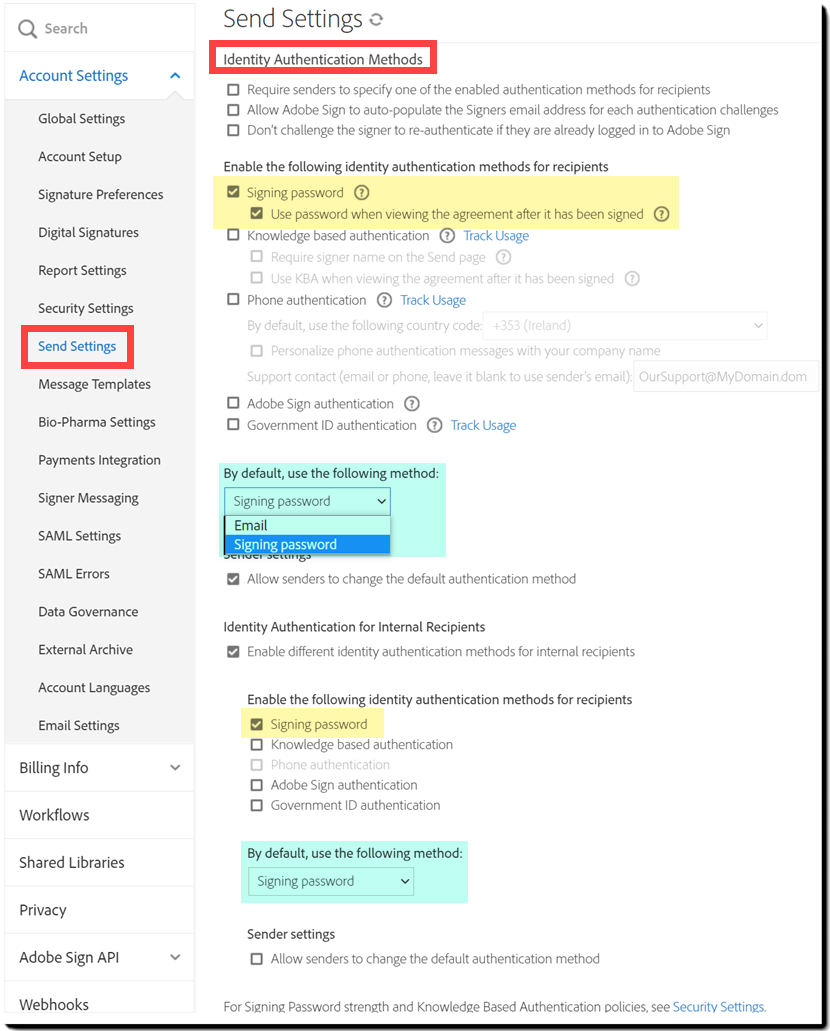 Nastavení ověření totožnosti heslem