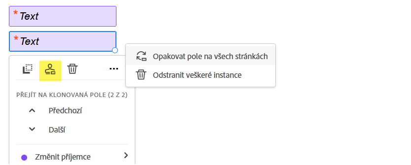 Nabídka klonovaných polí