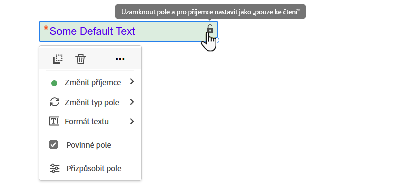 Uzamčení výchozí hodnoty