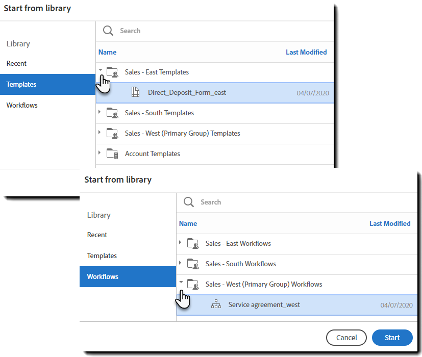 Založení šablony nebo pracovního postupu z domovské stránky