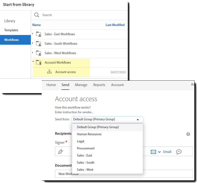 Šablona na úrovni účtu