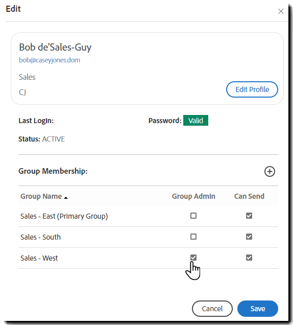 Upravit oprávnění členů