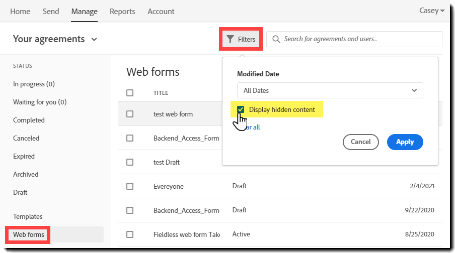 Zobrazení webového formuláře