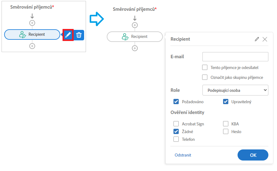 Konfigurace příjemce