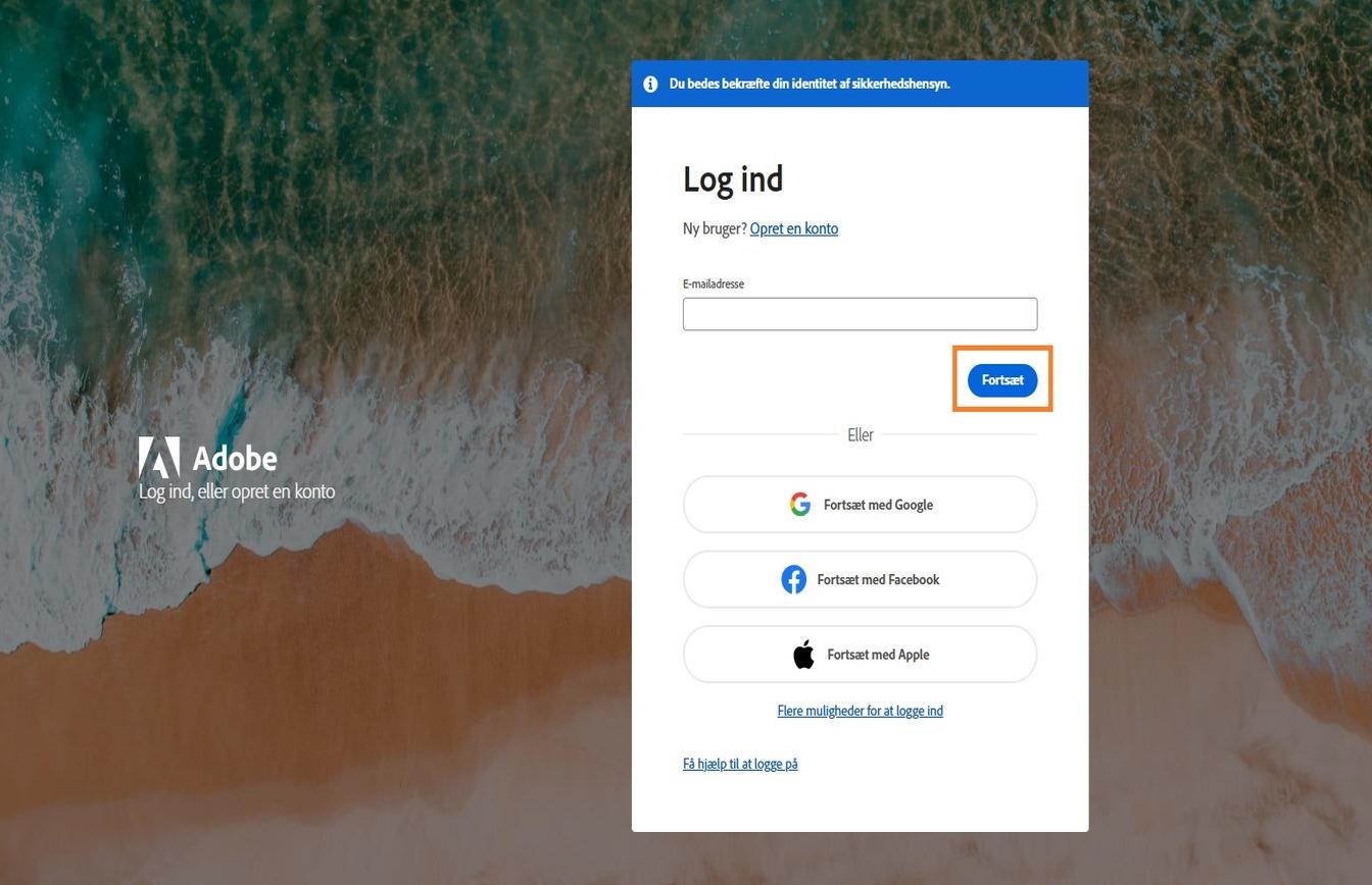 Feltet til at indtaste en e-mailadresse, som findes på højre side af login-siden, giver dig mulighed for at skrive din e-mailadresse og logge ind på din konto.