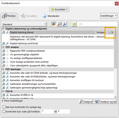 Konfigurer enkelt løsning som en favorit Dialogboksen Forhåndskontrol vises, og flagindstillingen er fremhævet