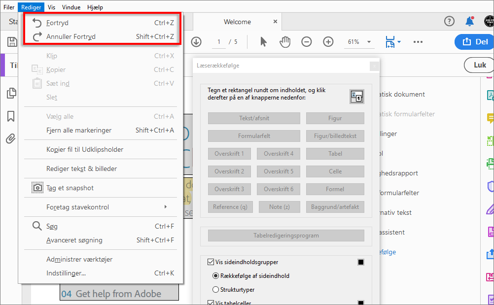 Ændringer af tagget Fortryd-omgør