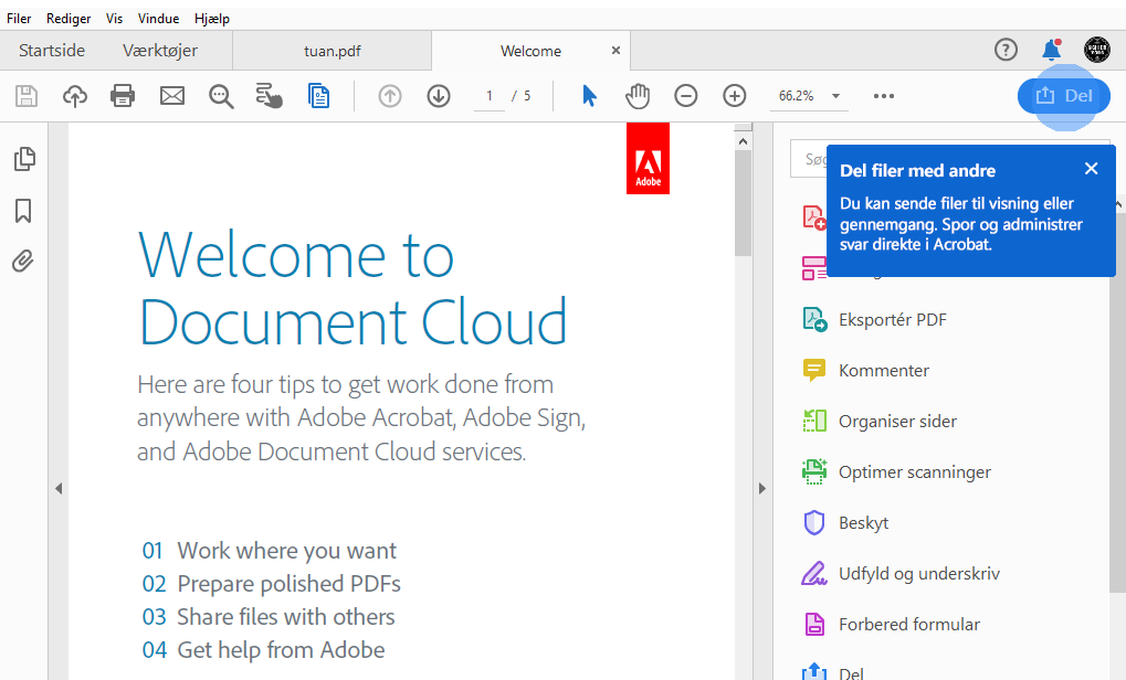 Acrobat-tip til at dele PDF