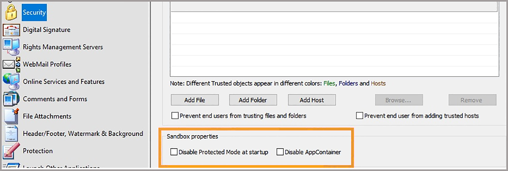 Indstillinger for Beskyttet tilstand