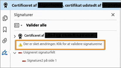 Validér ændringer i en certificeret PDF