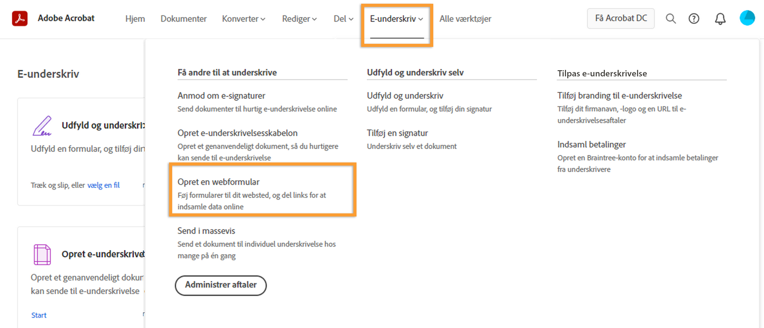 Opret en webformular