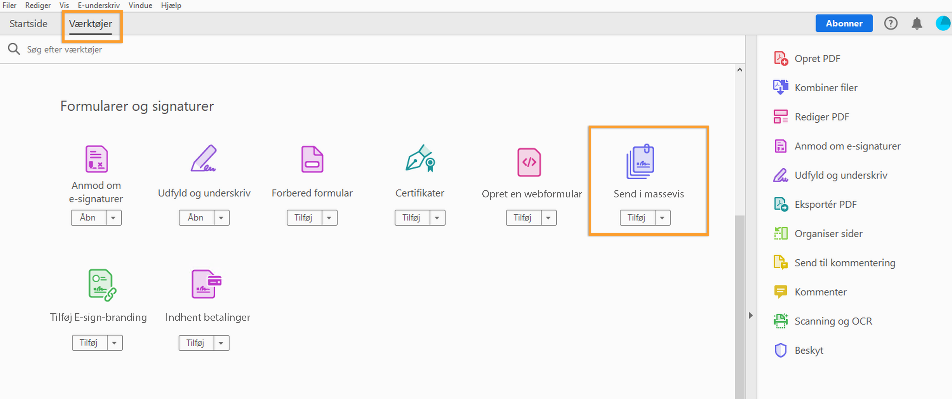 Anmod om signaturer i massevis