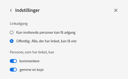Skift indstillinger for link
