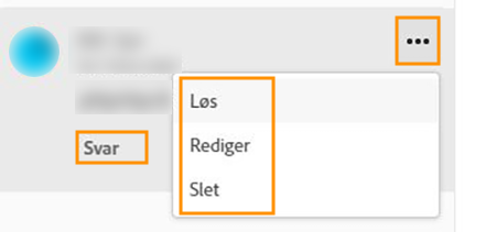 Rediger, slet, besvar eller løs en kommentar til et delt aktiv