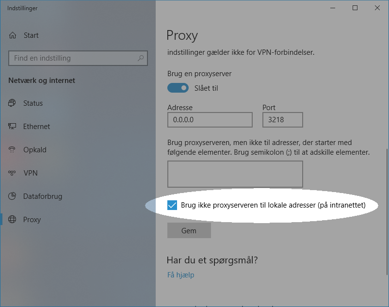 Konfigurer din proxy på Win 10, så den fungerer sammen med Libraries – Trin 2