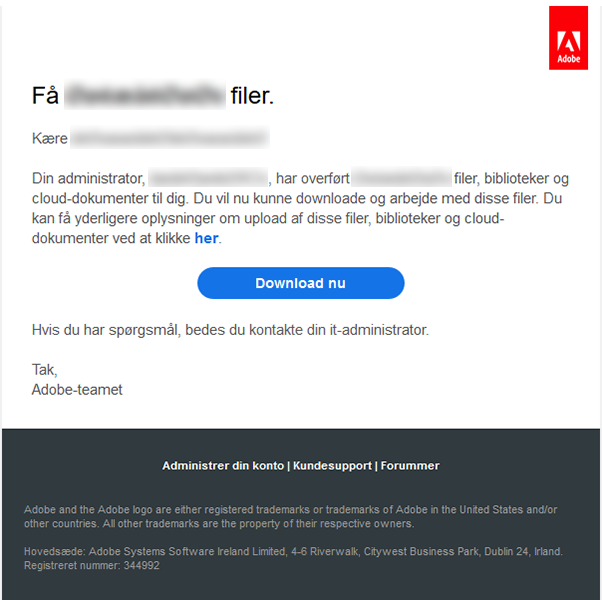 E-mail om download af filen