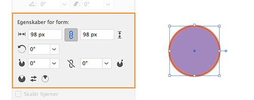 Egenskaber for live-form | Ellipse