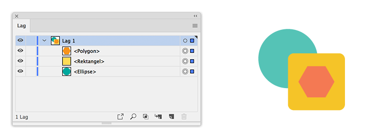 Live-rektangel og -ellipse i panelet Lag