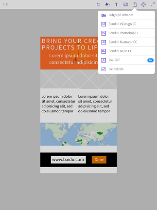 Send layout til Muse fra Comp CC