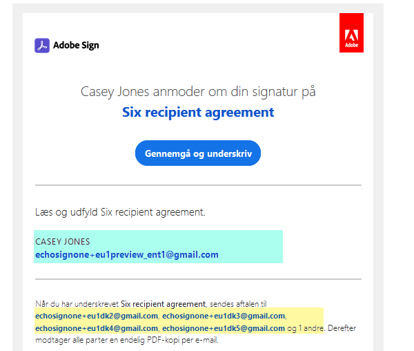 E-mail til seks modtagere