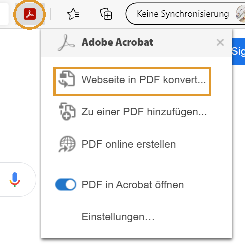 Webseite in PDF konvertieren