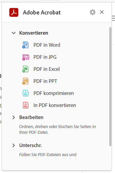 Acrobat-Werkzeuge