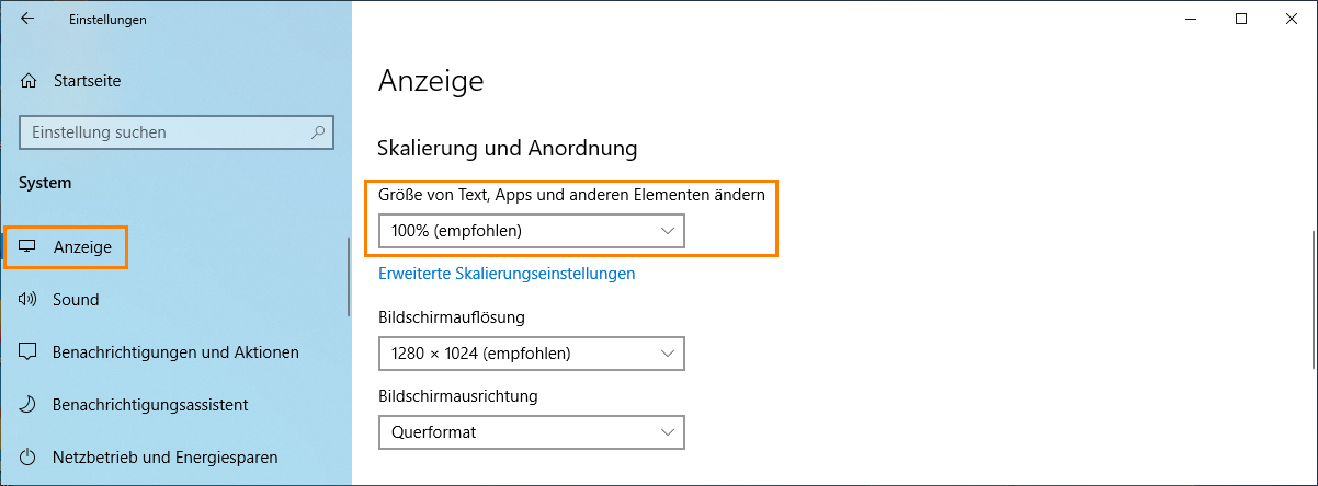 Schrift- und DPI-Skalierung Schrift- und DPI-Skalierung