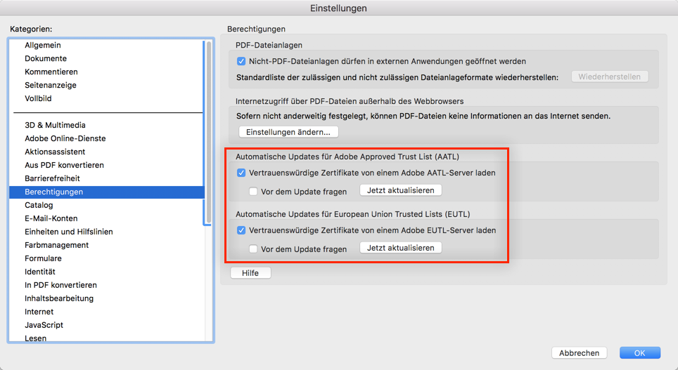 Aktualisieren Sie AATL oder EUTL Aktualisieren Sie AATL oder EUTL