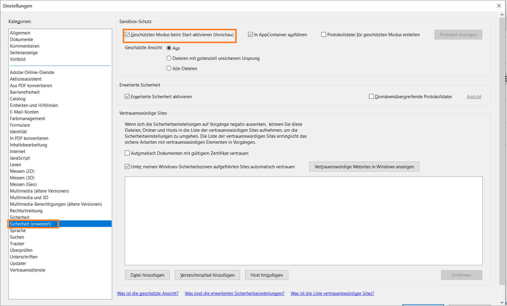 Geschützten Modus beim Start aktivieren