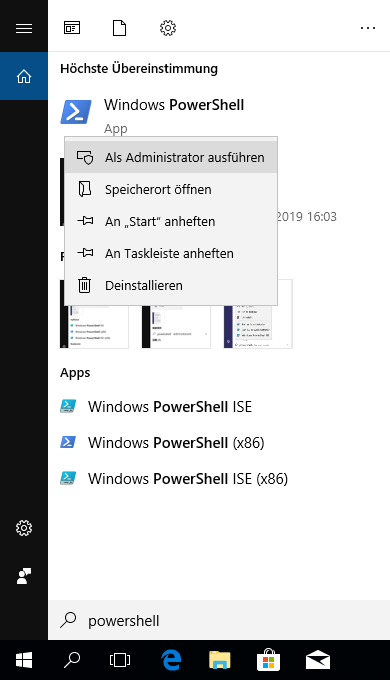 Öffnen Sie Windows PowerShell als Administrator Öffnen Sie Windows PowerShell als Administrator