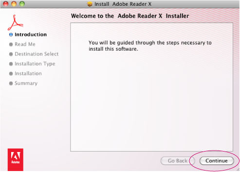 Dialogfeld „Installieren von Adobe Reader“ Dialogfeld „Installieren von Adobe Reader“