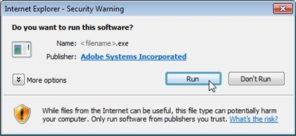 Dialogfeld „Internet Explorer- Sicherheitswarnung“
