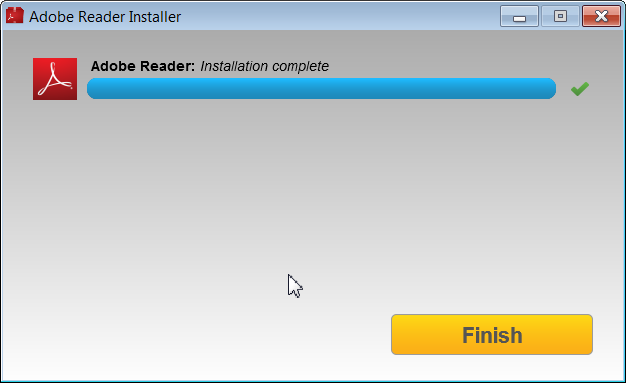 Bestätigungsmeldung für Abschluss der Installation