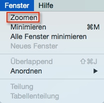 Menü „Fenster“