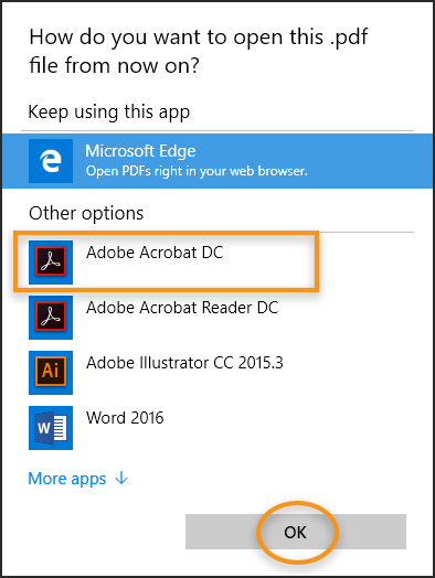 Wählen Sie Adobe Acrobat Wählen Sie Adobe Acrobat