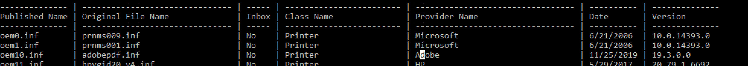 Adobe PDF-Treiber inf-Einträge