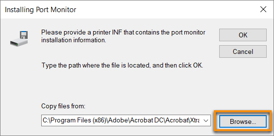 Datei „AdobePDF.inf“ auswählen