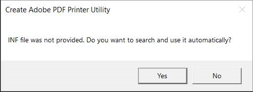 Eingabeaufforderung für Create PDF Drucker-Dienstprogramm