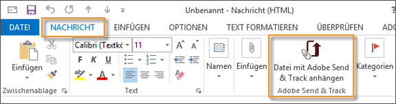 Schaltfläche „Datei mit Adobe Send & Track anhängen“