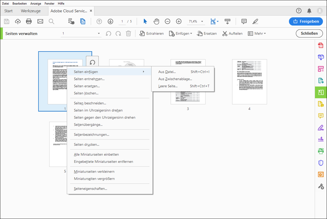 kann ich in einer pdf datei einige seiten löschen