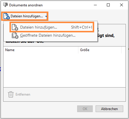 Dateien auswählen und hinzufügen Dateien auswählen und hinzufügen