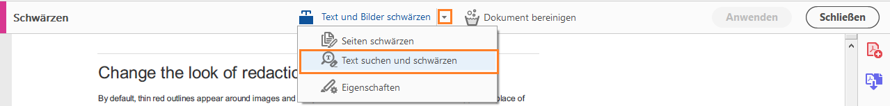 Text suchen und schwärzen
