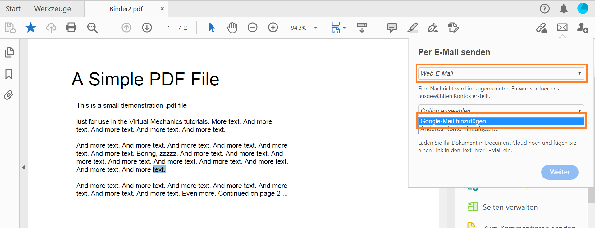 Senden einer Datei von deinem Gmail-Konto Senden einer Datei von deinem Gmail-Konto