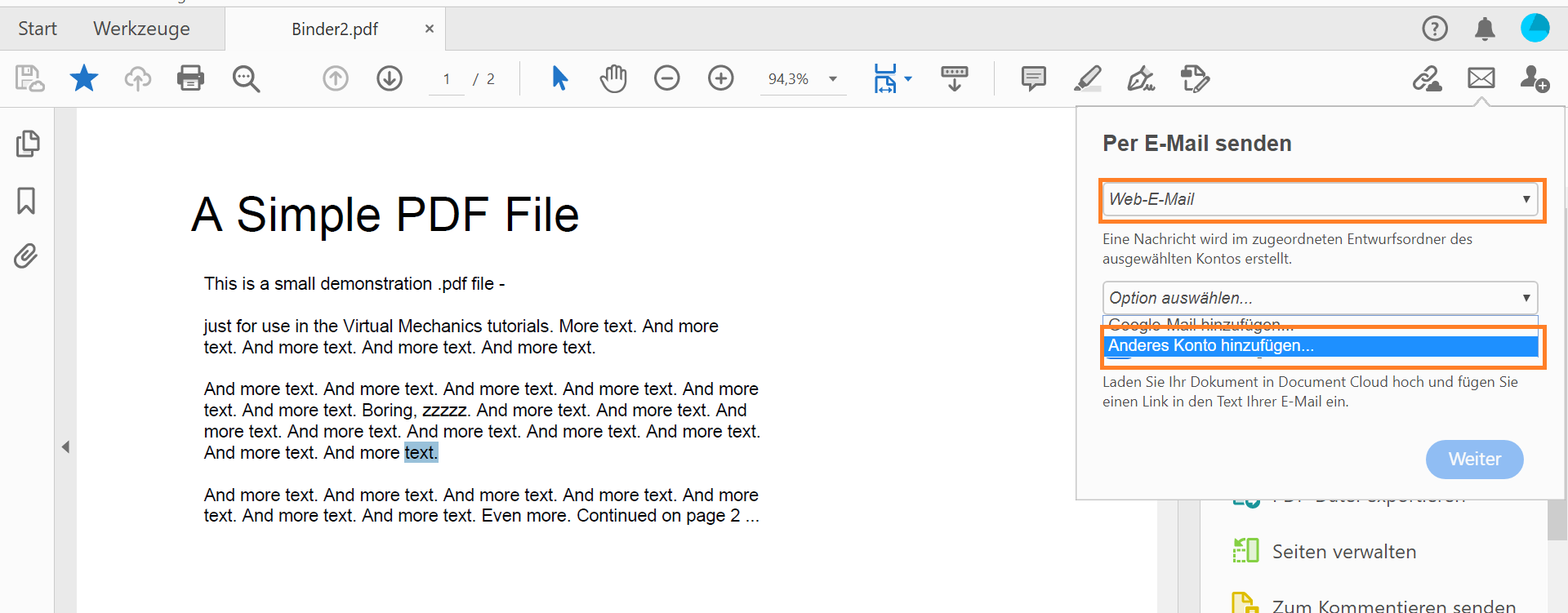 Hinzufügen anderer Webmail Hinzufügen anderer Webmail