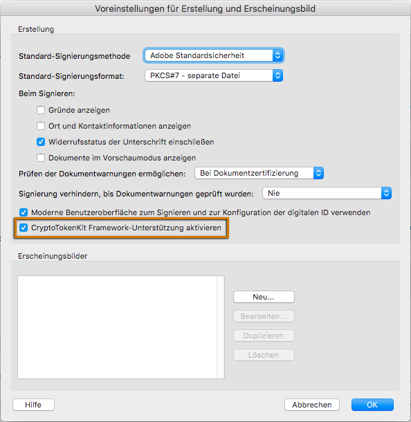 CryptoTokenKit Framework-Unterstützung aktivieren CryptoTokenKit Framework-Unterstützung aktivieren