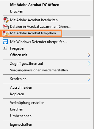 Mit Adobe Acrobat freigeben Mit Adobe Acrobat freigeben
