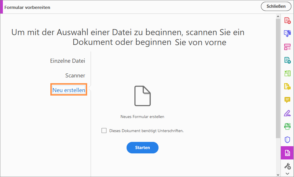 Formulare neu erstellen Formulare neu erstellen