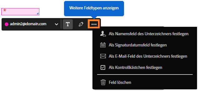Feldtyp auswählen Feldtyp auswählen