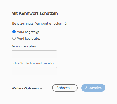 Kennwort eingeben und übernehmen Kennwort eingeben und übernehmen