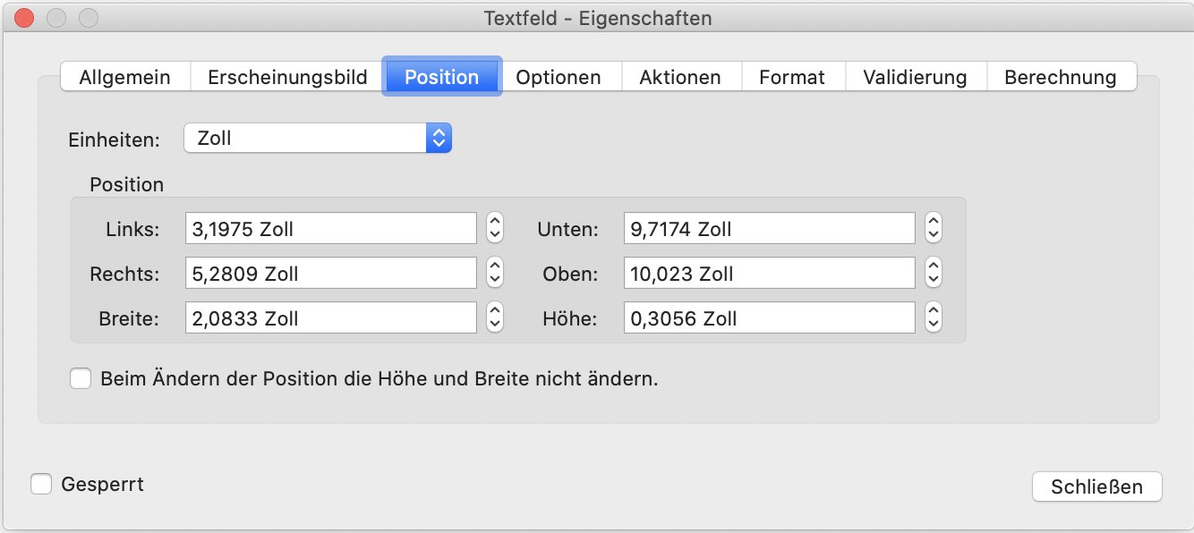 Feldeigenschaften Feldeigenschaften